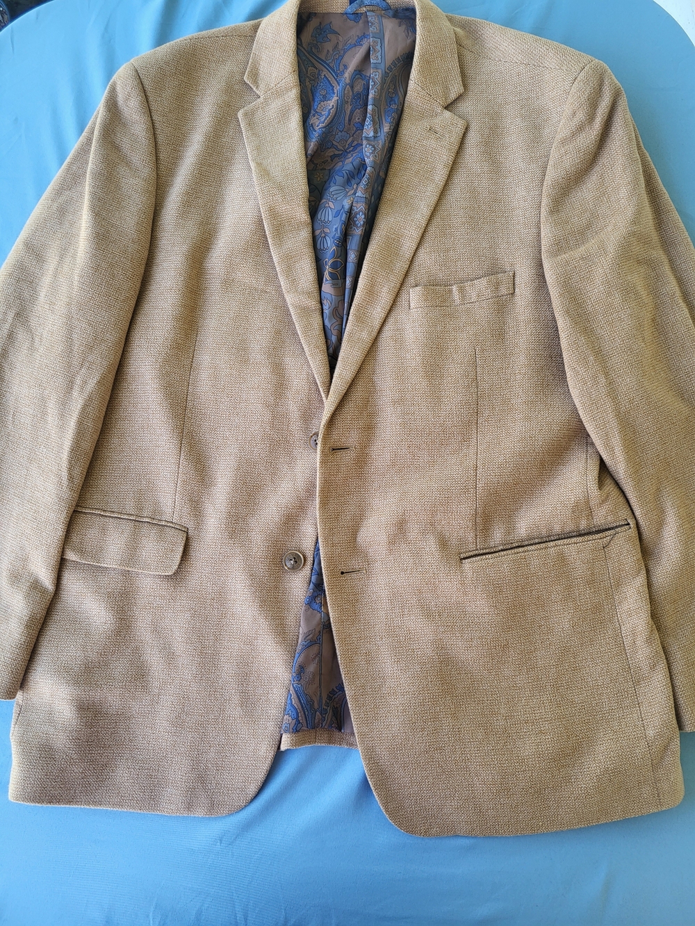 crown & ivy Tan Sport Coat with Blue Paisley Lining